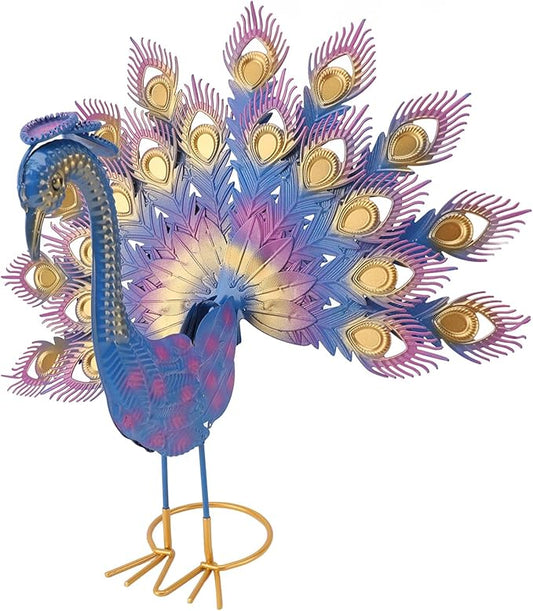 PeacockStatue, IronLawnFigurineGardenDecorwithIntricateDetailsandVibrantColors, forBackyardPorchPatioOutdoorDecoration
