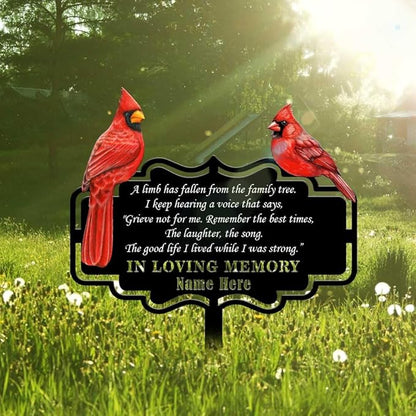 Personalized Cemetery Memorial Metal Stakes, Cardinals Memorial Grave Markers,Graden Decorations for Loss of Mother Father, Outdoor Sympathy Decor Gift