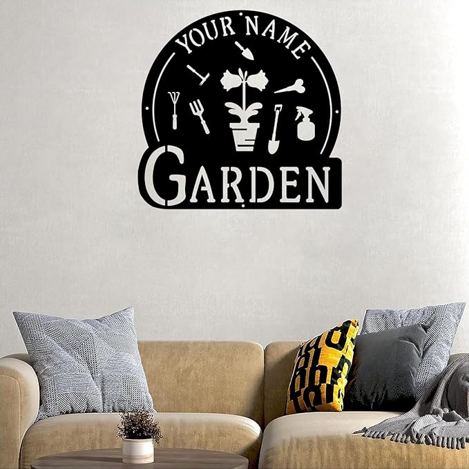 CFC0121326 Personalized Metal Garden Sign, Custom Plaque for Women, Mom, Grandma - Rustic Decoration for She Shed, Potting Shed
