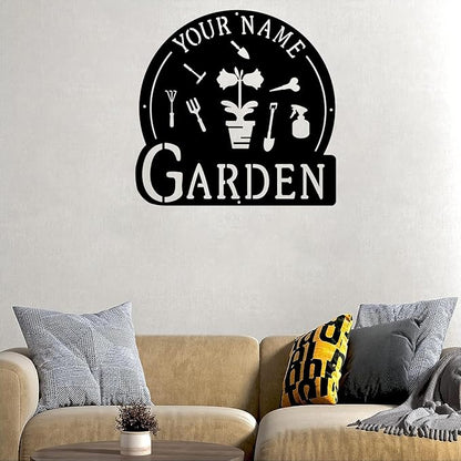CFC0121326 Personalized Metal Garden Sign, Custom Plaque for Women, Mom, Grandma - Rustic Decoration for She Shed, Potting Shed