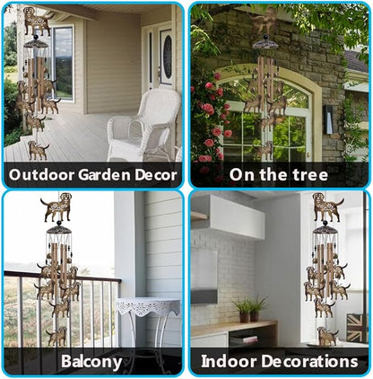 Outdoor Dogs Wind Chimes - Bronze Memorial Wind Bells, Mobile Sympathy Wind Catcher, Romantic Puppy Decor, Windchimes for Home, Balcony, Tree, Festival, Garden Hanging Decoration, Gifts for Mom