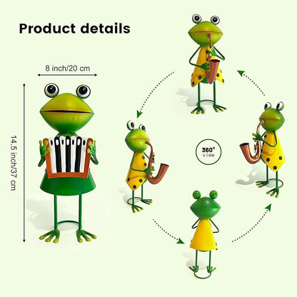 HONGLAND Metal Frog Garden Decor - Metal Frog Outdoor Statue -Funny Garden Frog Decorations - 3D Frog Figurine - Holiday Housewarming Gifts for Women Lawn Patio Yard Garden Decor