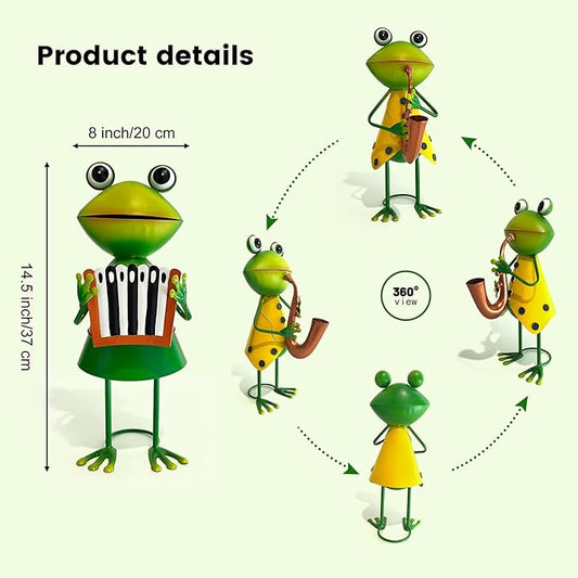 HONGLAND Metal Frog Garden Decor - Metal Frog Outdoor Statue -Funny Garden Frog Decorations - 3D Frog Figurine - Holiday Housewarming Gifts for Women Lawn Patio Yard Garden Decor