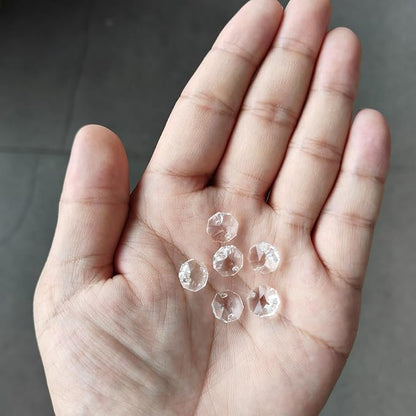 PATIKIL K9 Crystal Octagon Beads 2 Holes Pendants, 60 Pack 10mm Chandelier Prisms Parts Ornaments Hanging Beads for DIY Arts Crafts Decoration, Clear