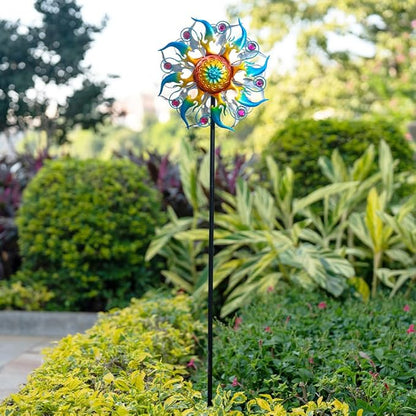 Wind Spinner Outdoor,Kinetic Metal Wind Spinner for Yard,Rustproof＆Waterproof Windmill,Wind Sculptures for Yard Decor 13 * 57 Inches