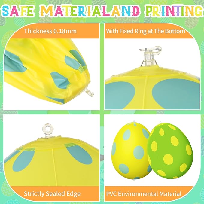 Simgoing 12 Pcs Easter Inflatable Decorations Easter Egg Inflatables Outdoor Decorations Colorful Eggs Decor for Ornament Yard Lawn Garden Holiday Party Indoor Outdoor Decor, 15 Inch (Pastel)