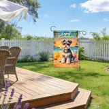 Nuxovilar Summer Garden Flag Enjoy Summer Dog Heart Glasses Sunset Pattern Polyester 12x18 Inches Garden Flags for Outside Seaside Decor Yard Porch