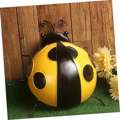 Kisangel 3pcs Iron Art Ladybug Ornaments for Garden Realistic Simulated Decorations Nature Guys