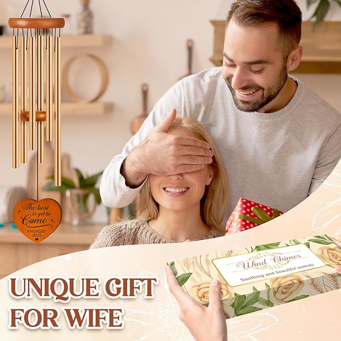 Engagement Gifts for Couples, Engagement Gifts Wind Chimes, Engaged Gift for Her, Engagement Decorations, Fiance Gift for Women, Bride to be, Newly Bride, with 'Engaged 2025'