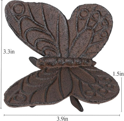 BRASSTAR Cast Iron Butterfly Statue Art Decor for Garden, Lawn, Yard, Patio, Farmhouse, Pond, Backyard, Office Desk Paper Weight Decoration 3.3''(L) Brown TQGJPT837