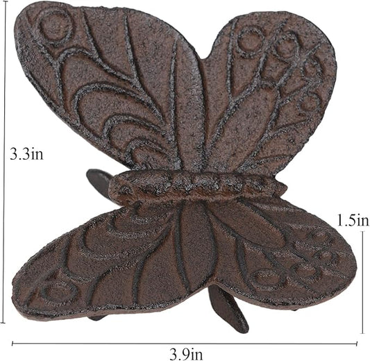 BRASSTAR Cast Iron Butterfly Statue Art Decor for Garden, Lawn, Yard, Patio, Farmhouse, Pond, Backyard, Office Desk Paper Weight Decoration 3.3''(L) Brown TQGJPT837