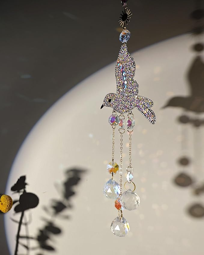 Hummingbirds Sun Catchers Hanging for Indoor Windows Crystal Prism Beads Bird Suncatchers Sparkling