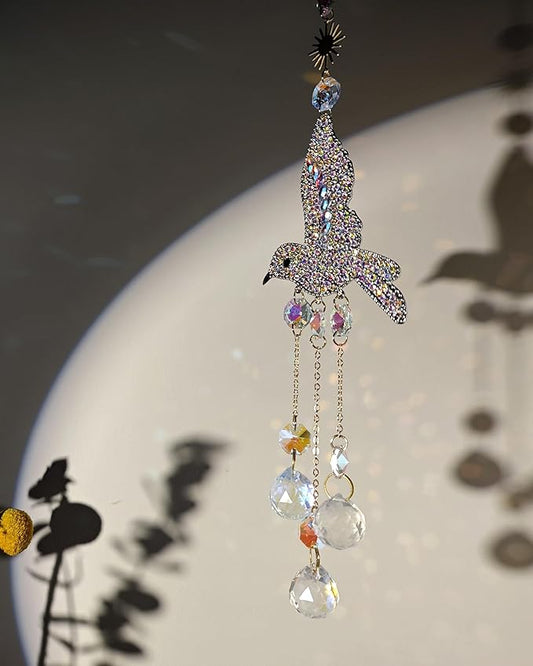 Hummingbirds Sun Catchers Hanging for Indoor Windows Crystal Prism Beads Bird Suncatchers Sparkling