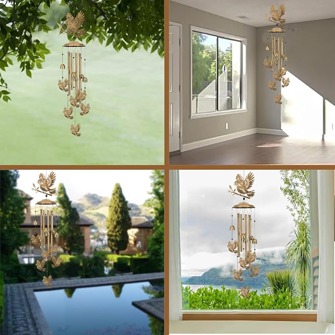 Bird Wind Chimes for Outside Bird Metal Windchimes,Sparrow Wind Chine Decor,Indoor/Ourdoor Garden Yard Patio Decoration Unique Home for Women/Men/Sympathy Gift/Memorial/Festival Birthday Gifts
