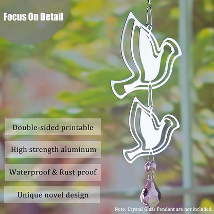 12 Pack 3inch/4inch Sublimation Wind Spinner Blanks 3D Aluminum Metal Wind Sculpture Kinetic Spinners for Yard and Garden Indoor Art Sublimation Christmas Ornament Hanging Decoration (Dove)