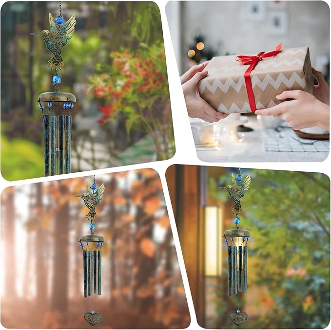 ASTARIN Hummingbird Wind Chimes Outside Unique Hummingbird Gifts All Metal Wind Chimes for Love One Gifts for Mom, Grandma, Daughter, Decoration for Home, Garden, Patio, Backyard.(29”)