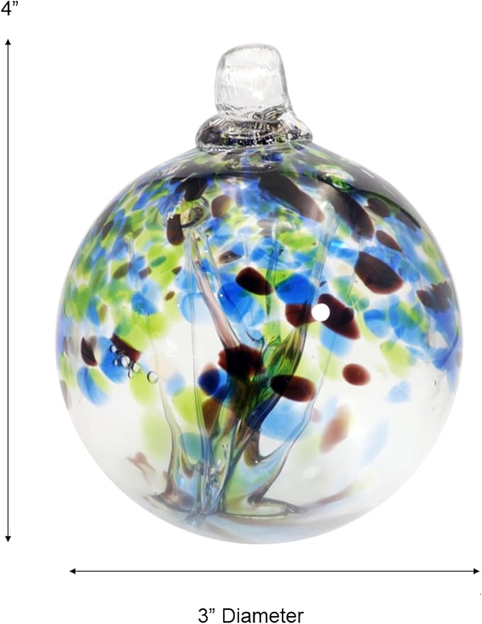 Dale Tiffany Hand Blown Glass, 3" Diameter Mystic, Tree of Life Collection, Witch Globe Hanging Garden Indoor/Outdoor Decorative Ornament Gazing Ball