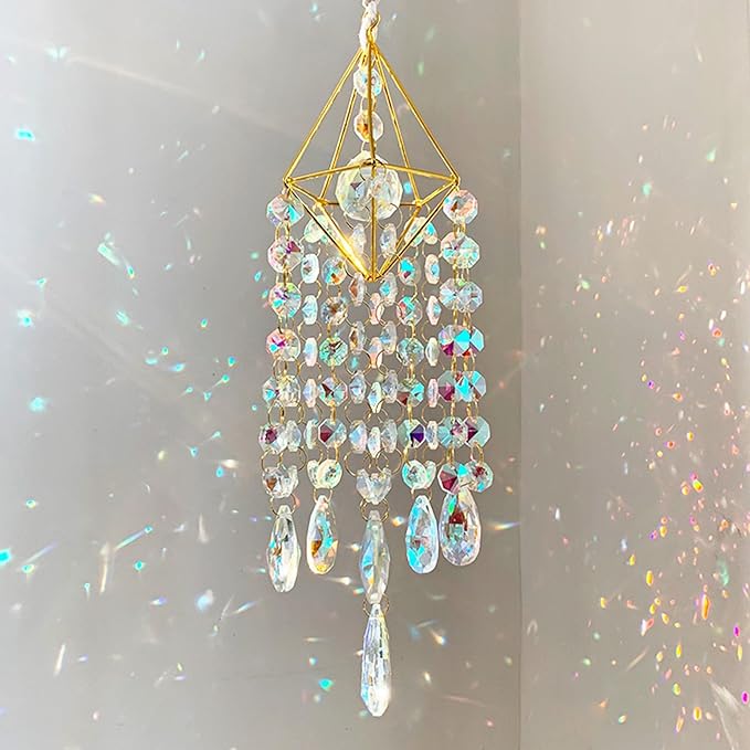 Sun Catchers with Crystals Hanging Crystals Prisms Suncatcher Crystal Suncatchers Hanging Wind Pendant for Window Garden Home (Type-A)
