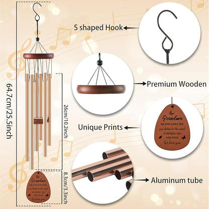 Grandma Gifts Wind Chimes - Grandma Birthday Christmas Mothers Day Retirement Gifts Ideas, Grandmother Wind Chime Presents from Granddaughter Grandson Grandkids