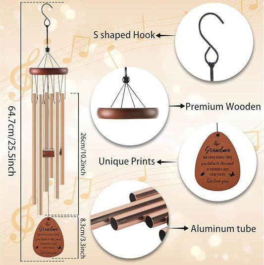 Grandma Gifts Wind Chimes - Grandma Birthday Christmas Mothers Day Retirement Gifts Ideas, Grandmother Wind Chime Presents from Granddaughter Grandson Grandkids