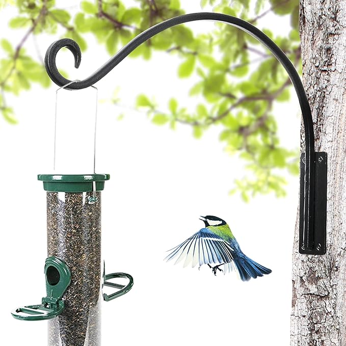 AJART Hanging Plant Hanger Outdoor: 2 Pieces Bird Feeder Wall Hooks - 16-Inch Heavy-Duty Plant Bracket Hook for Hanging Flower Baskets