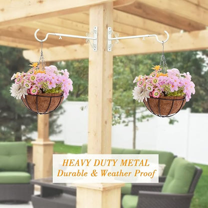 BOLITE 18023 Bird Feeder Hanger(16 to 24 Inch), Adjustable Hanging Plant Bracket, Plant Hangers for Hanging Bird Feeders, Planters, Lanterns, Wind Chimes, String Lights, 2 Pack, White