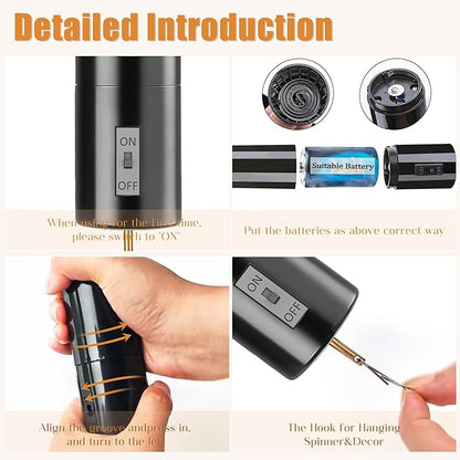 H&D HYALINE & DORA Hanging Black Rotating Motor Wind Spinner Motor Mobile Battery Operated Motor Multi-Purposes Rotatable Hook for Garden Decoration Accessory Supplies(Not Included Battery)