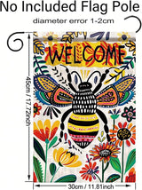 Startlit Patio Welcome Spring Summer Garden Flag 12x18 Double Sided Small Summer Bee Garden Yard Flags Outside Outdoor Seasonal Porch Lawn Decoration
