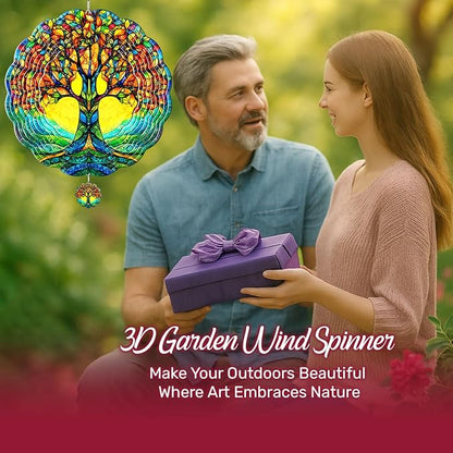 GENANY Tree of Life Hanging Wind Spinners for Women Men, 12 Inch Metal 3D, Stainless Steel Hanging Wind Catchers Sculpture for Outside, Outdoor Spring Decoration, Unique Gift