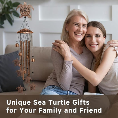 Turtle Wind Chimes for Outside, Sea Turtle Gifts for Women/Men/Mother/Father, Metal Windchimes for Birthday/Christmas/Thanksgiving, Seaturtle Decor for Patio, Garden,Yard, Home