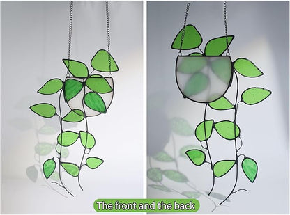 Lolitarcrafts Plant Stained Glass Window Hangings Faux Plant Leaf Suncatchers for Plant Lovers Monther Day Gifts