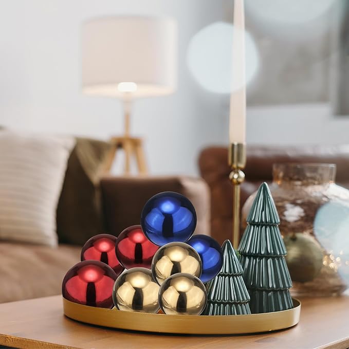uxcell 2pcs Gazing Globe Decor Ball 1.65 inch 42mm Garden Sphere Polished Hollow Ball, Seamless Stainless Steel Gazing Ball, Smooth Mirror Globe for Garden Home Decor, Ruby Red