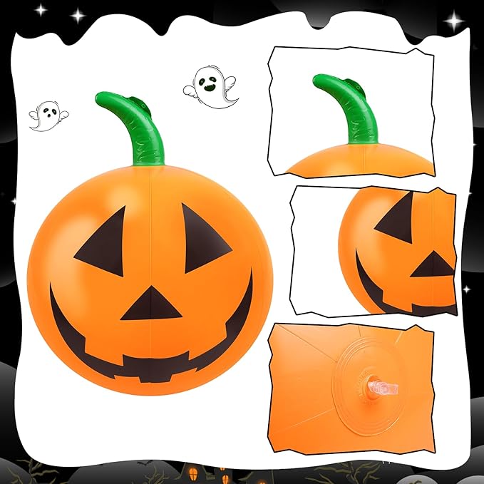 4 Packs 24 Inches Halloween Inflatable Pumpkin Outdoor Decorations PVC Inflatable Hanging Pumpkin Ornaments Blow Up Pumpkin for Halloween Party Yard Garden Outdoor Decoration