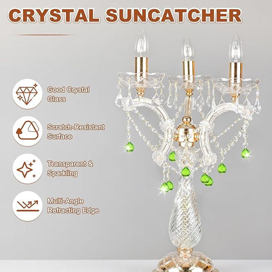 M METERXITY 10-Pack Crystal Ball Prisms, 24mm/0.94 Inch Chandelier Pendant Maker Hanging Crystals Chandelier Prisms for Home/Windows/Garden/DIY Decoration[Green]