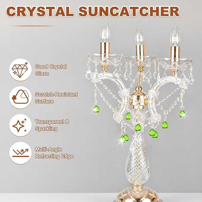 M METERXITY 20-Pack Crystal Ball Prisms, 24mm/0.94 Inch Chandelier Pendant Maker Hanging Crystals Chandelier Prisms for Home/Windows/Garden/DIY Decoration[Green]