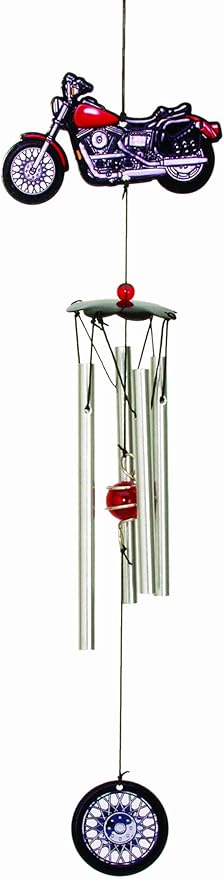 Spoontiques Metal Motorcycle Wind Chime, Blue - Outdoor Garden Décor - Decorative Chimes for Yard, Garden, Backyard and Patio Decoration