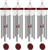 4 Pack Pgzsy Memorial Wind Chimes Outdoor Large Deep Tone, Outdoor Sympathy Wind-Chime Personalized with 6 Tuned Tubes, Elegant Chime for Garden Patio Balcony and Home