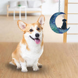 Dog Decor Stained Glass Moon Suncatchers Window Hanging, Wall Art Element Earth Tones Modern Design Home Garden Suncatcher, Dog Lovers for Halloween Decor