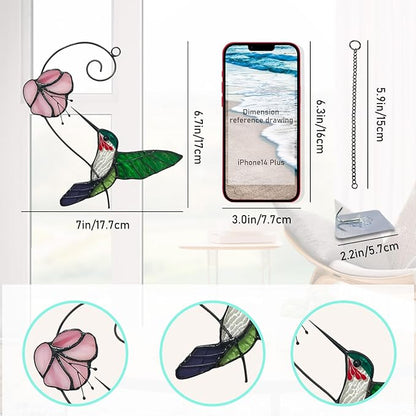 1PC Colorful Hummingbird Glass Window Decor Hanging Ornament, Home Wall Garden Decor, Hummingbird Light Catcher, Bird Lover Favorite Gardening Ornament