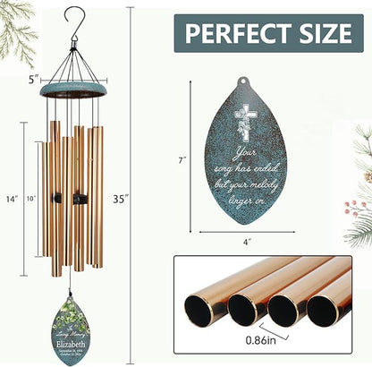 ASTARIN Personalized Memorial Gifts Wind Chimes, Sympathy Customized Wind Chimes in Loving Memory of Dad/Mom, Memorial Gifts for Loss, 35inch Wind Chime Deep Tone for Outdoor, Produced in USA
