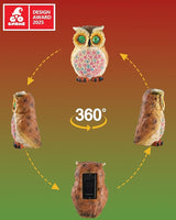 GoGnome Hand-Painted Resin Owl Figurine with Glow-in-The-Dark Eyes, Solar-Powered Garden Decor 5.5'' Lawn Ornaments Statue Gardening Gifts for Outside Yard Art Patio (Owl)