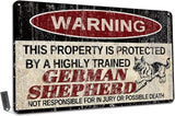 Vintage German Shepherd Metal Sign Warning This Property is Protected by Highly Trained German Shepherd Yard Sign Outdoor Home Wall Decor 12x8Inch