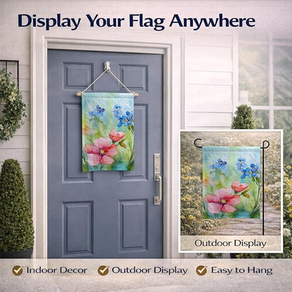 Caroline's Treasures Alaska Forget-me-nots in Watercolor Garden Flag Mailbox Flag Decorative Yard Flag Banner Outside Patio Artwork Yard Flower Beds, Garden Size, Multicolor