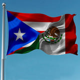 Puerto Rican Puerto Rico And Mexico Mexican Flag 3x5 Ft Double-Sided Printed Indoor/Outdoor Flag Polyester Fabric Decorative Banner With 2 Brass Grommets 3x5 Foot National Flags For Outside