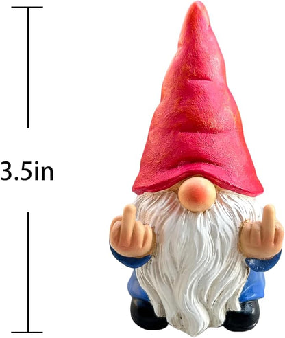Middle Finger Gnome Mini 3.5in,Double Bird Gnome - Naughty Funny Outdoor Decoration for Yard Patio Lawn Ornament and Home Decor,Fairy Garden