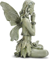 Napco Zen Flower Fairy Pale Green 11 Inch Resin Stone Outdoor Garden Statue
