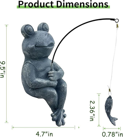 Teaeeno Cute Frog Decor Statue,Frog Fisher for Garden Pond Decor,Animal Fishing Sculpture,Pond Accessories Decor,Poolside Statues,Perfect for Gardens Pond,Lakefront,Forg Decor Outdoor