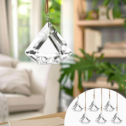 Set of 6 Crystal Glass Diamond Haingings Clear Glass Prisms Ornament Hanging Crystals Decoration for Party, Wedding, Valentines