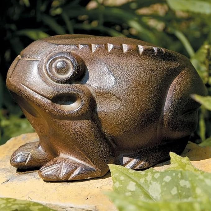 FRG-01 Aluminum Metal Garden Statue Frog Folk-Art Style Sculpture with Dark Bronze Finish Decorative Outdoor Yard Decor Unique Frog Statue for Garden and Landscaping