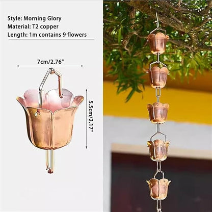 Pentagonal Rain Chain, Bell-Shaped Rain Chain for Gutter Downpipe, Garden Outdoor Decorative Rain Chain(Copper,1m/3ft)